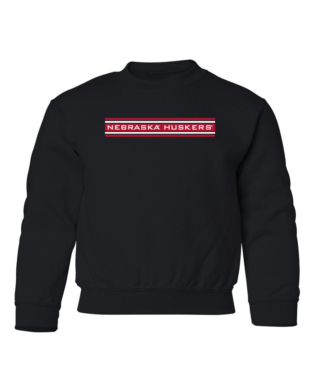 Nebraska Huskers Youth Crewneck Sweatshirt - Nebraska Huskers Horiz Stripe