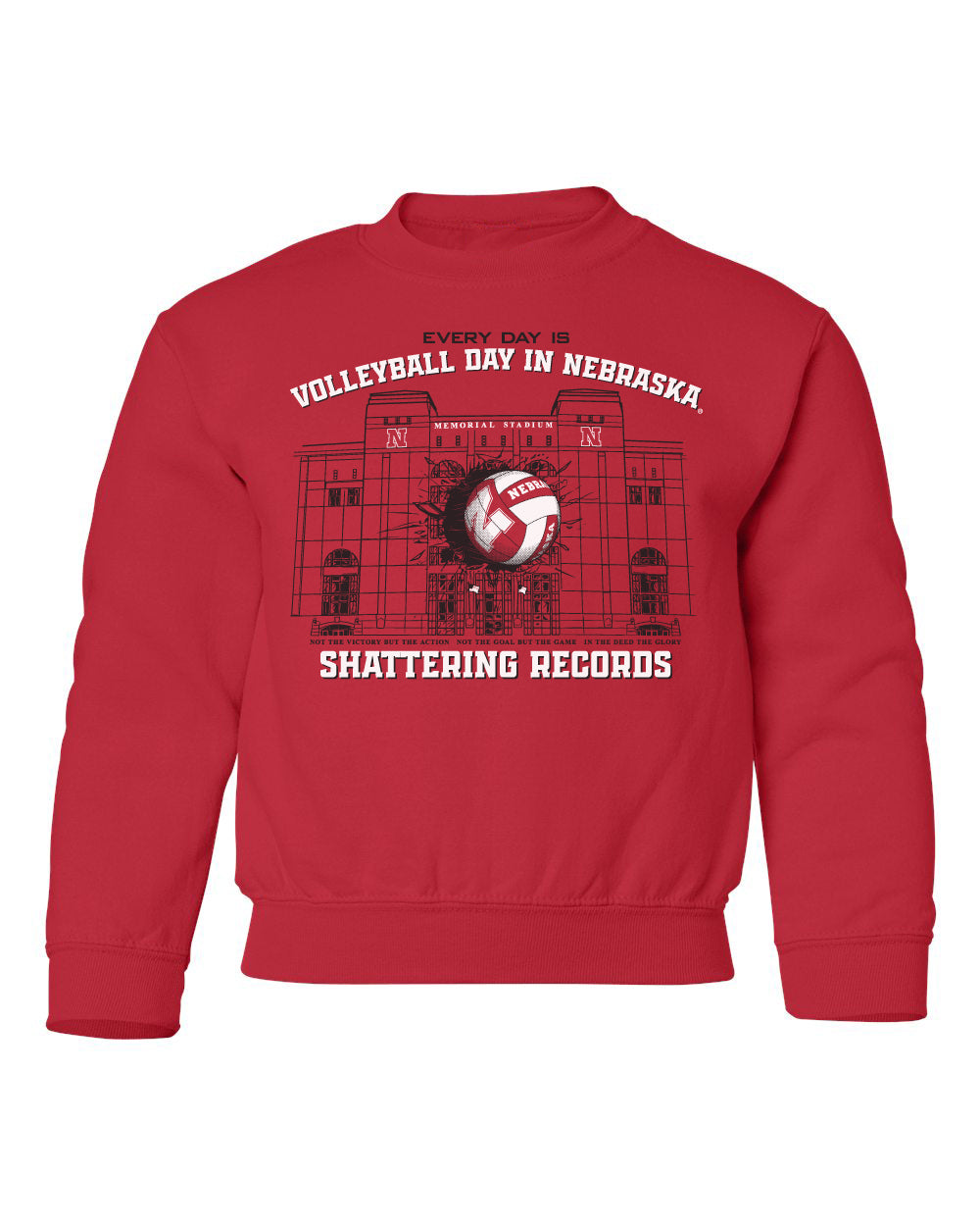 Nebraska Huskers Youth Crewneck Sweatshirt - Volleyball Day in Nebraska