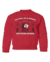 Nebraska Huskers Youth Crewneck Sweatshirt - Volleyball Day in Nebraska