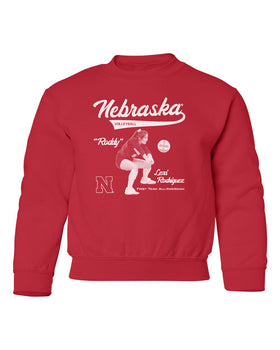 Nebraska Huskers Youth Crewneck Sweatshirt - Nebraska Volleyball - Lexi Rodriguez - NIL Roddy