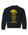 Iowa Youth Crewneck Sweatshirt - Keep Calm and Go Hawks