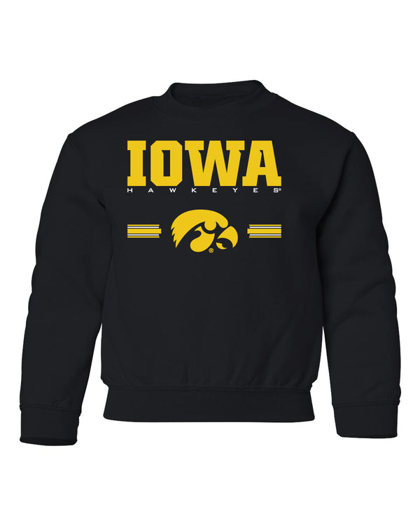 Iowa Hawkeyes Youth Crewneck Sweatshirt - IOWA Hawkeyes Horizontal Stripe