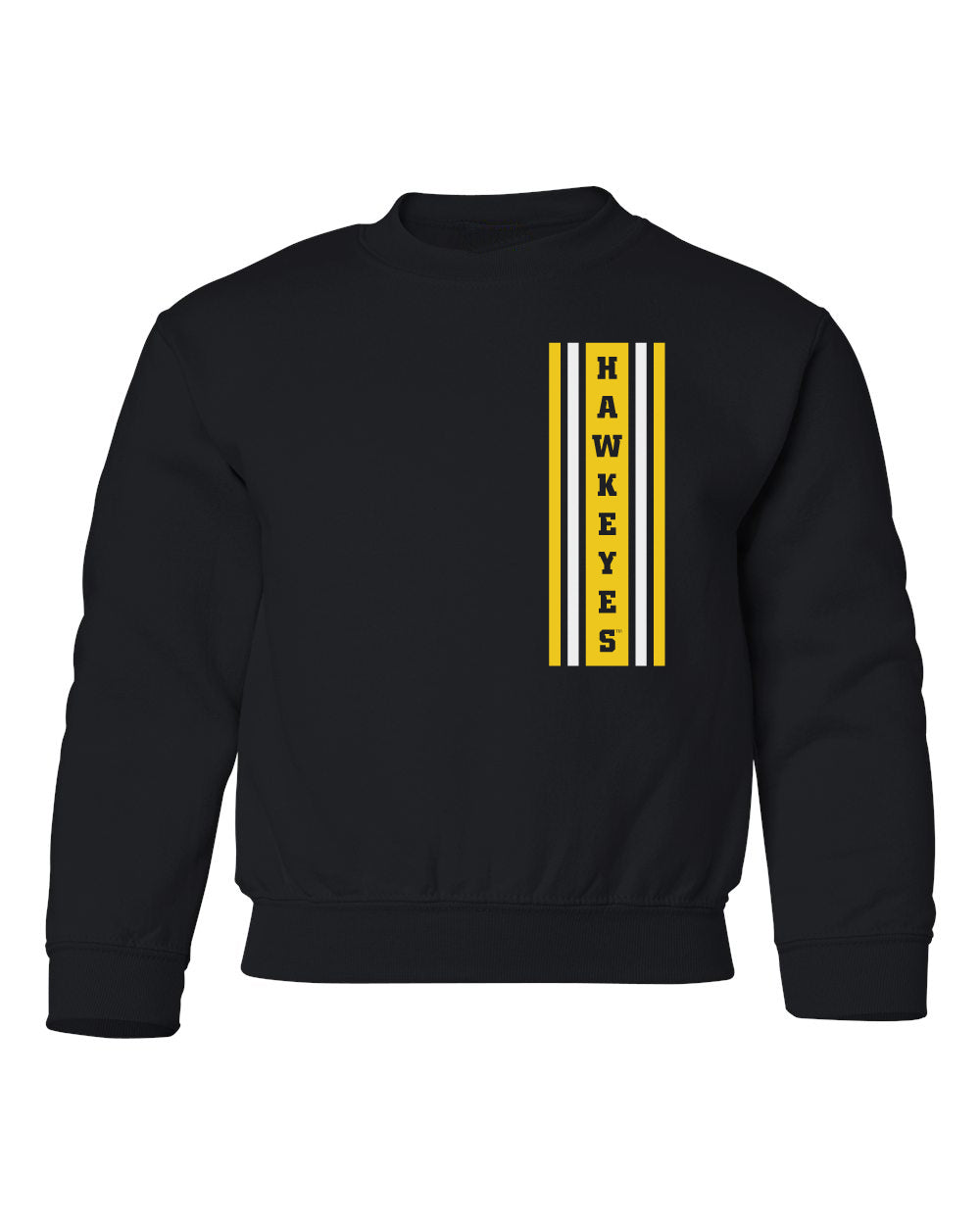 Iowa Hawkeyes Youth Crewneck Sweatshirt - Vertical Stripe with HAWKEYES