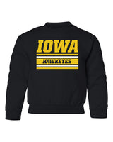 Iowa Hawkeyes Youth Crewneck Sweatshirt - Horizontal Stripe Italic Iowa HAWKEYES