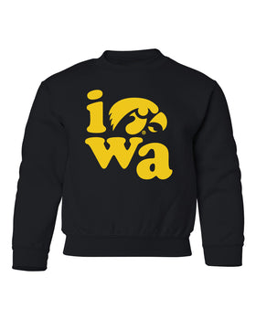 Iowa Hawkeyes Youth Crewneck Sweatshirt - Iowa Stacked