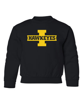 Iowa Hawkeyes Youth Crewneck Sweatshirt - Block I with HAWKEYES