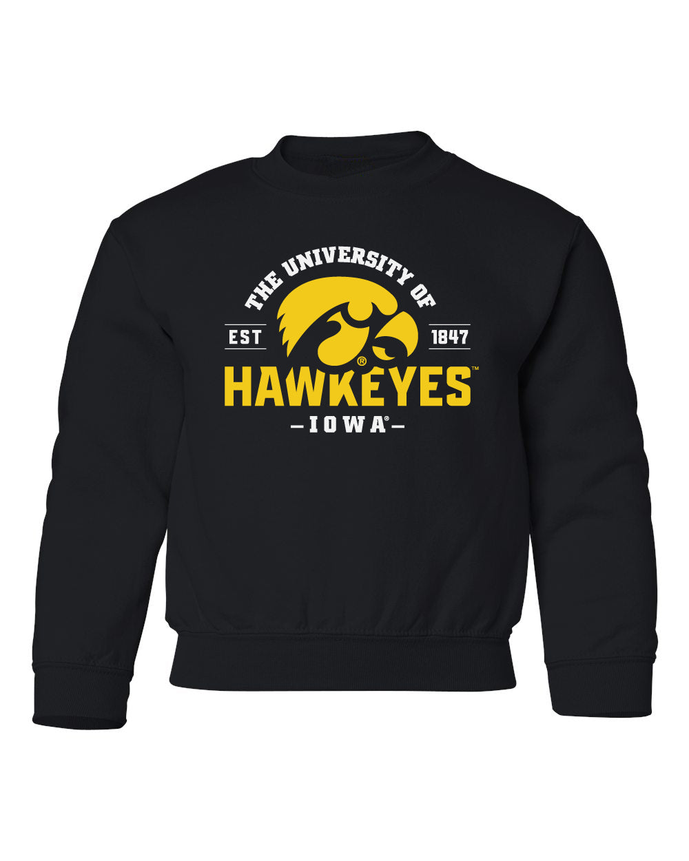 Iowa Hawkeyes Youth Crewneck Sweatshirt The University of Iowa Hawke CornBorn Apparel