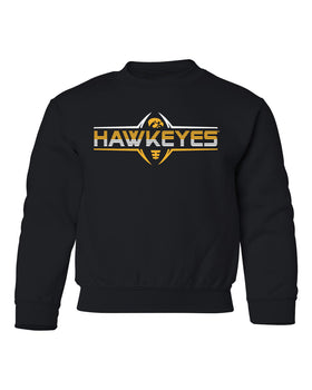 Iowa Hawkeyes Youth Crewneck Sweatshirt - Striped HAWKEYES Football Laces