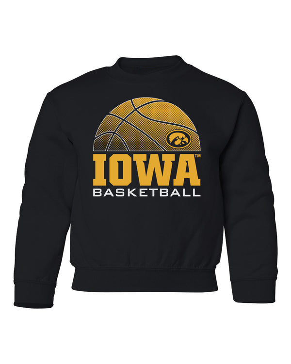 Iowa Hawkeyes Youth Crewneck Sweatshirt - Iowa Basketball Oval Tigerhawk