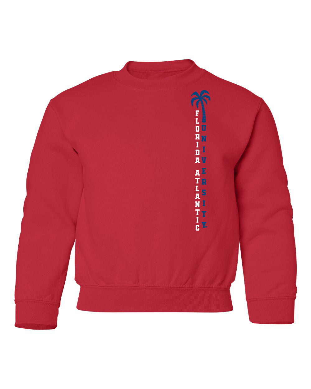 Florida Atlantic Owls Youth Crewneck Sweatshirt - FAU Vertical Palm Tree