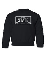 Iowa State Cyclones Youth Crewneck Sweatshirt - Blackout Iowa State Cyclones License Plate