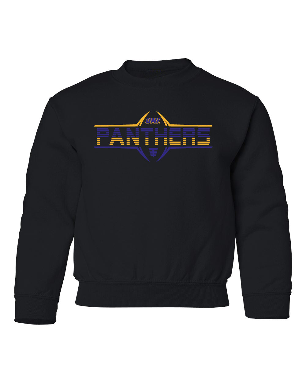 Northern Iowa Panthers Youth Crewneck Sweatshirt - Striped UNI Panthers Football Laces