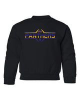 Northern Iowa Panthers Youth Crewneck Sweatshirt - Striped UNI Panthers Football Laces