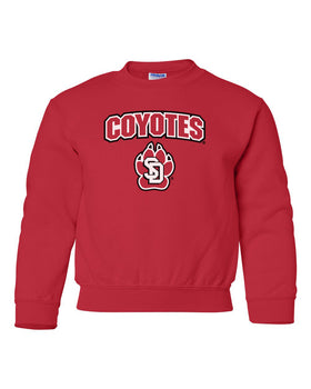 South Dakota Coyotes Youth Crewneck Sweatshirt - Coyotes with USD Paw Logo