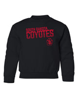 South Dakota Coyotes Youth Crewneck Sweatshirt - Coyotes Stripe Fade