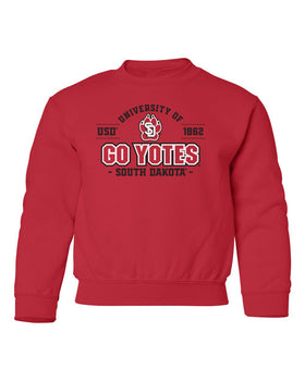 South Dakota Coyotes Youth Crewneck Sweatshirt - USD 1862 GO YOTES