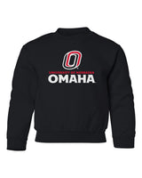 Omaha Mavericks Youth Crewneck Sweatshirt - University of Nebraska Omaha with Primary Logo on Black