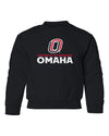 Omaha Mavericks Youth Crewneck Sweatshirt - University of Nebraska Omaha with Primary Logo on Black