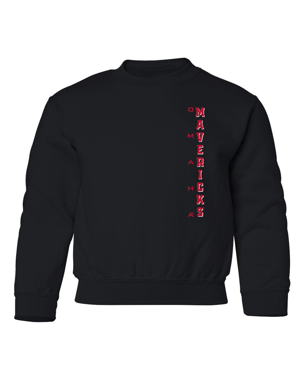 Omaha Mavericks Youth Crewneck Sweatshirt - Vertical UNO Mavericks
