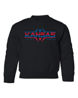 Kansas Jayhawks Youth Crewneck Sweatshirt - Kansas Football Laces