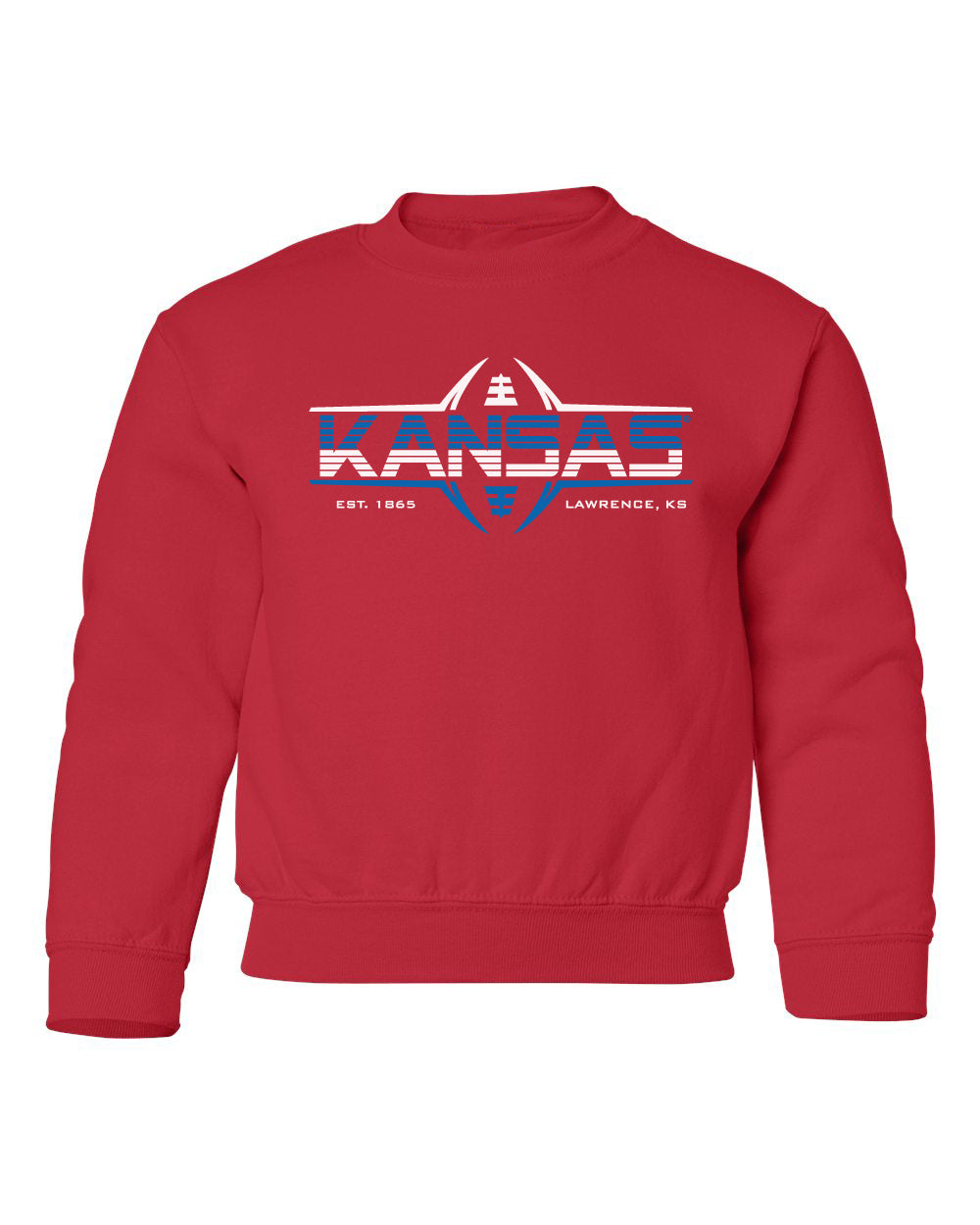 Kansas Jayhawks Youth Crewneck Sweatshirt - Kansas Football Laces
