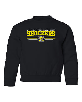 Wichita State Shockers Youth Crewneck Sweatshirt - Wichita State Shockers 3 Stripe