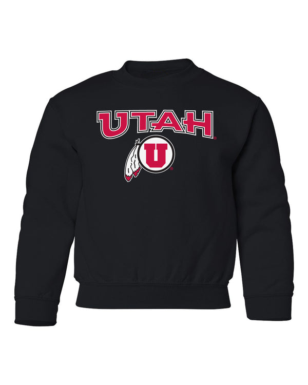 Utah Utes Youth Crewneck Sweatshirt - Circle & Feather Logo