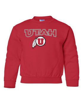 Utah Utes Youth Crewneck Sweatshirt - Circle & Feather Logo