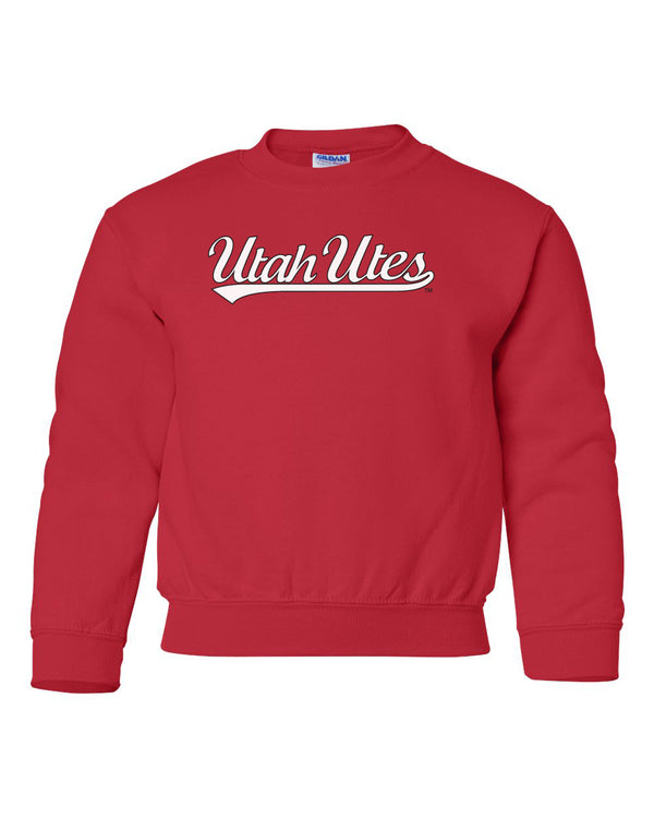Utah Utes Youth Crewneck Sweatshirt - Script Utah Utes