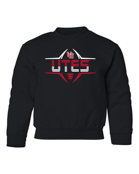 Utah Utes Youth Crewneck Sweatshirt - Striped UTES Football Laces