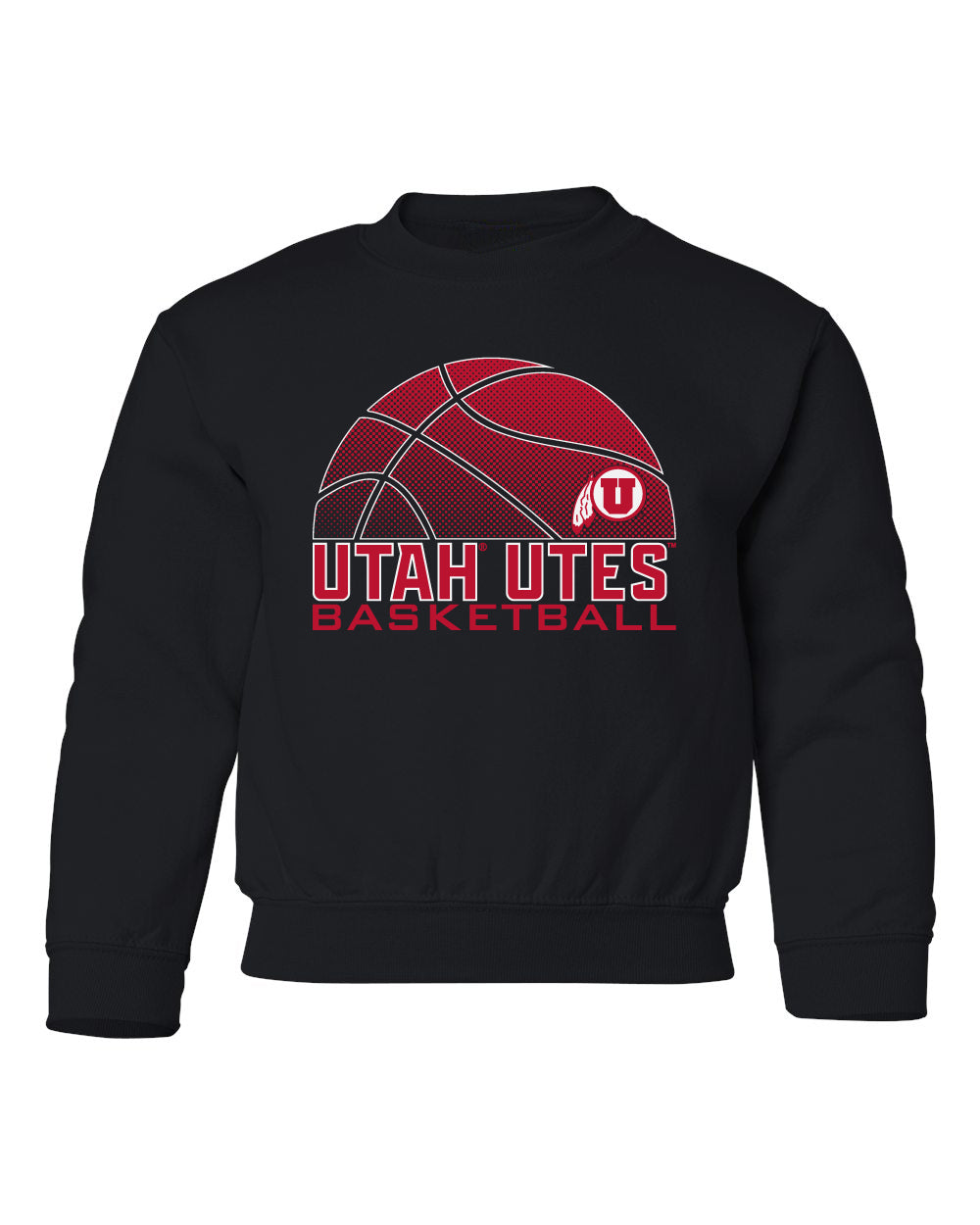 Utah Utes Youth Crewneck Sweatshirt - Utah Utes Basketball with Logo
