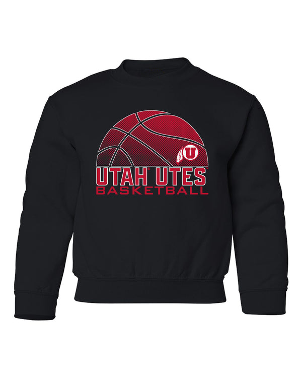 Utah Utes Youth Crewneck Sweatshirt - Utah Utes Basketball with Logo