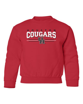 Houston Cougars Youth Crewneck Sweatshirt - Cougars 3-Stripe UH Logo