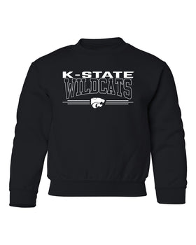 K-State Wildcats Youth Crewneck Sweatshirt - Wildcats with 3-Stripe Powercat
