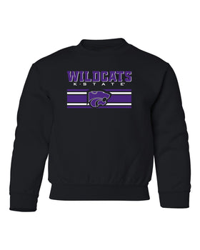 K-State Wildcats Youth Crewneck Sweatshirt - Wildcats Stripe Powercat
