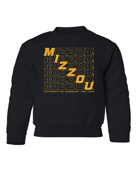 Missouri Tigers Youth Crewneck Sweatshirt - Diagonal Echo Mizzou