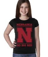 Nebraska Cornhuskers "Nebraska N GO BIG RED" Youth Girls Tee Shirt