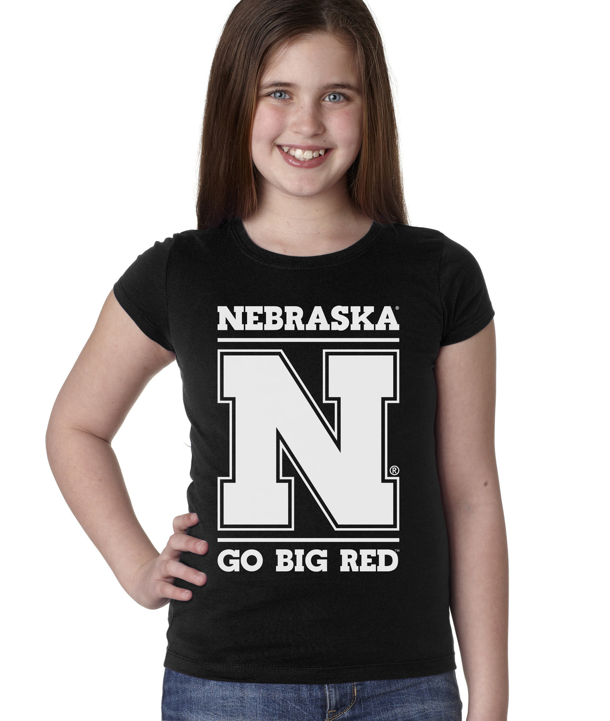 Nebraska Cornhuskers "Nebraska N GO BIG RED" Youth Girls Tee Shirt
