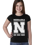 Nebraska Cornhuskers "Nebraska N GO BIG RED" Youth Girls Tee Shirt