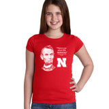 Abe Lincoln "No place like NEBRASKA" Huskers Youth Girls Tee Shirt