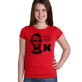 Abe Lincoln "No place like NEBRASKA" Huskers Youth Girls Tee Shirt