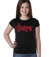 Nebraska Legacy Script "Huskers" Youth Girls Tee Shirt