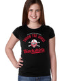 Nebraska Husker Youth Girls Tee Shirt - Script Blackshirts THROW THE BONES