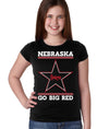Nebraska Husker Tee Shirt Youth Girls - Star Huskers GO BIG RED
