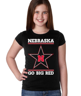 Nebraska Husker Tee Shirt Youth Girls - Star N GO BIG RED