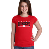 Nebraska Huskers Girls Tee Shirt - Nebraska Huskers Stripe N