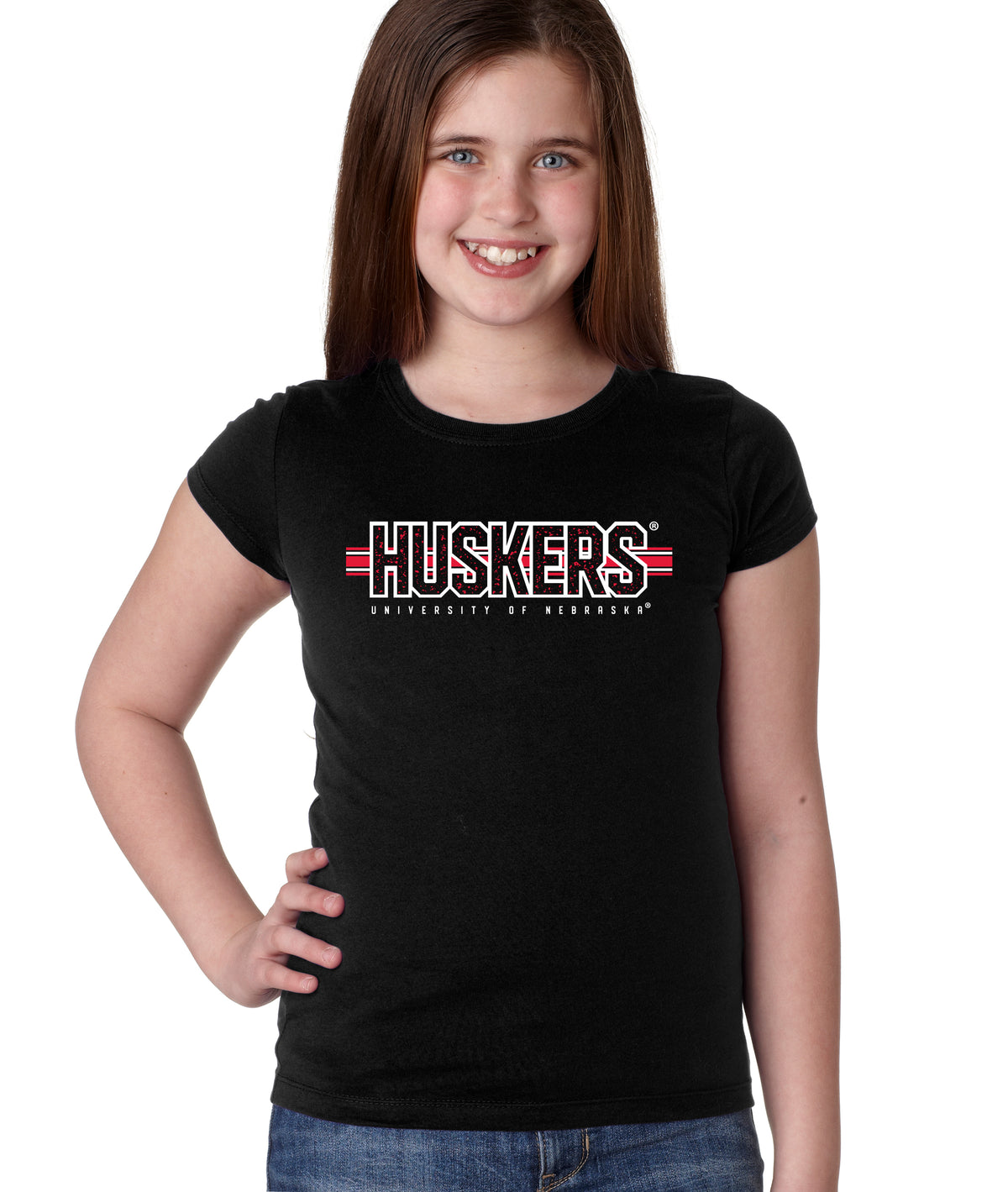 Nebraska Huskers Girls Tee Shirt - Huskers Horizontal Stripe