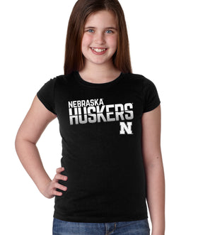 Nebraska Huskers Girls Tee Shirt - Huskers Stripe Fade