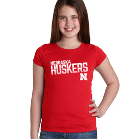 Nebraska Huskers Girls Tee Shirt - Huskers Stripe Fade