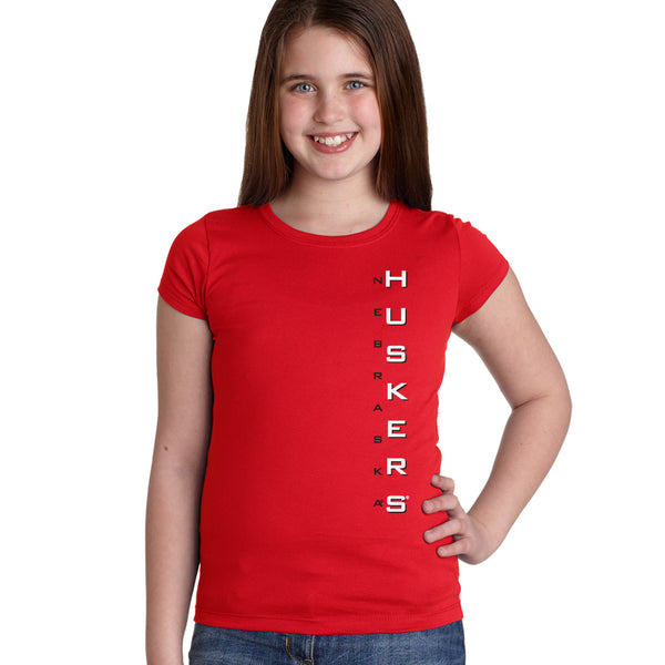 Nebraska Huskers Girls Tee Shirt - Vertical Nebraska Huskers